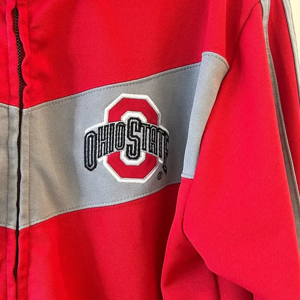 Vintage Colosseum Ohio State Buckeyes Full-Zip Track Jacket Red Gray Mens Medium